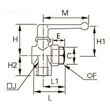 0462 3/2-ходовой правоугольный шаровой кран с вентиляционным отверстием, внутренняя резьба BSPP