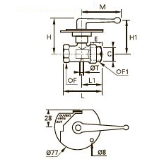 0439 3/2-ходовой продольный запираемый шаровой кран с вентиляционным отверстием, внутренняя резьба BSPP